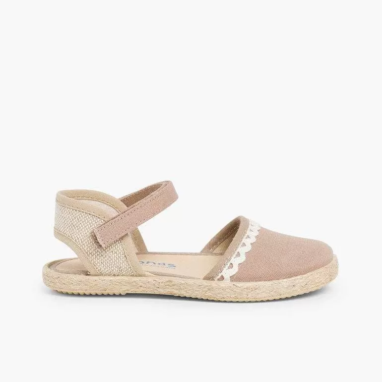 Flash Sale Pisamonas Alpargatas Niña Lona Y Lino Puntilla