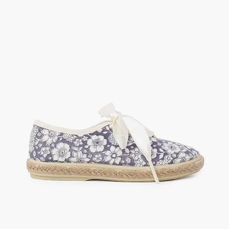 Cheap Pisamonas Blucher Flores Y Yute Cordones Raso