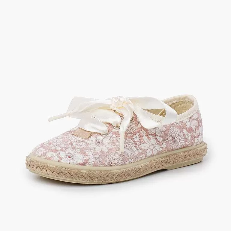 Cheap Pisamonas Blucher Flores Y Yute Cordones Raso