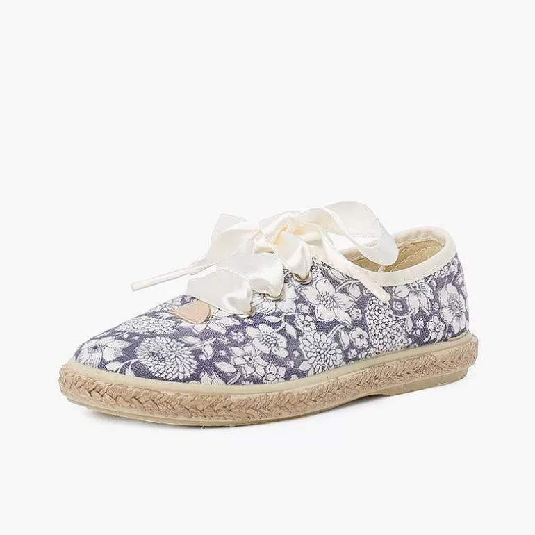 Cheap Pisamonas Blucher Flores Y Yute Cordones Raso