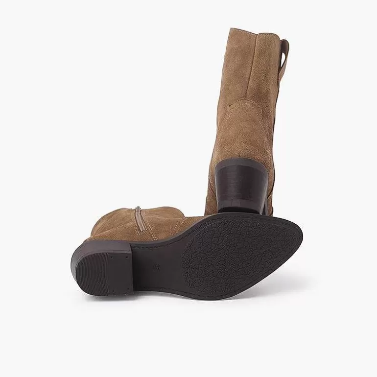 Clearance Pisamonas Botas Estilo Country Serraje Color Arena