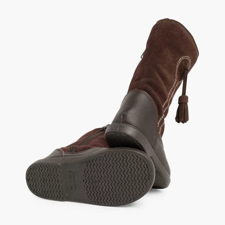 Store Pisamonas Botas Niña Piel Y Serraje Borlas
