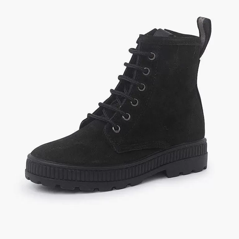 Shop Pisamonas Botas Serraje Estilo Militar Niños Color Negro
