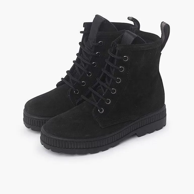 Shop Pisamonas Botas Serraje Estilo Militar Niños Color Negro