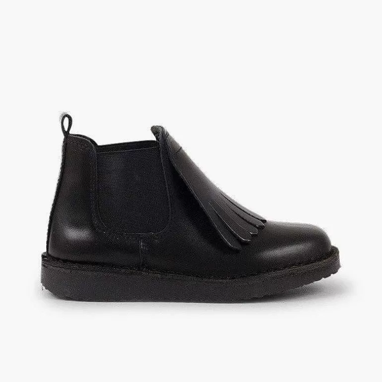 Discount Pisamonas Botines Piel Niña Lengueta Flecos