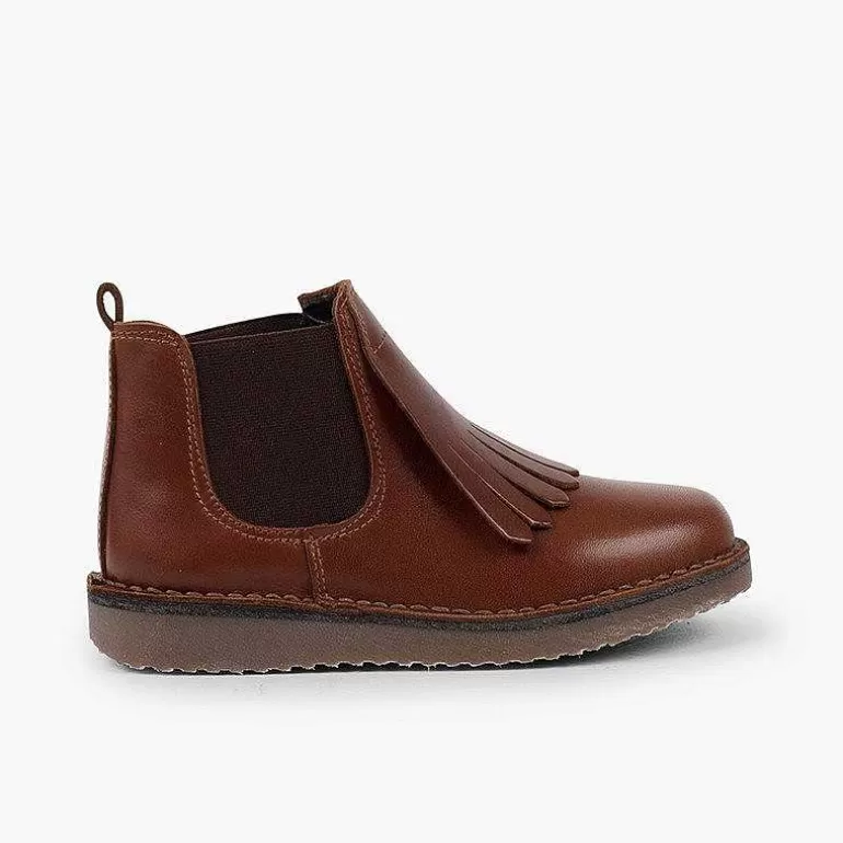Discount Pisamonas Botines Piel Niña Lengueta Flecos