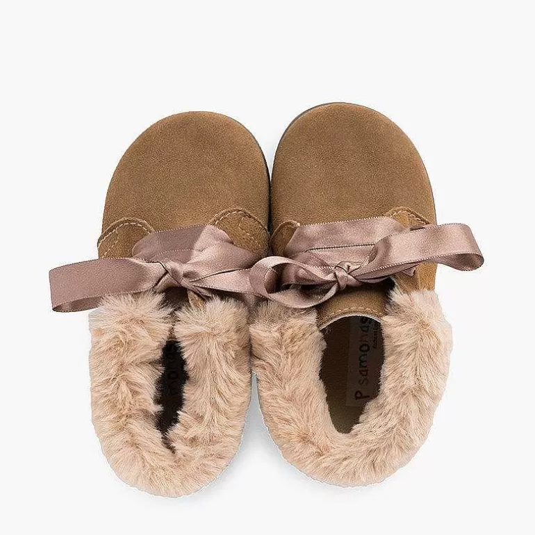 New Pisamonas Botitas Niña Serraje Cuello Pelo Cordones Raso