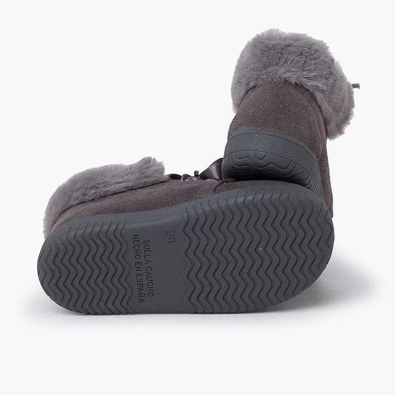 New Pisamonas Botitas Niña Serraje Cuello Pelo Cordones Raso