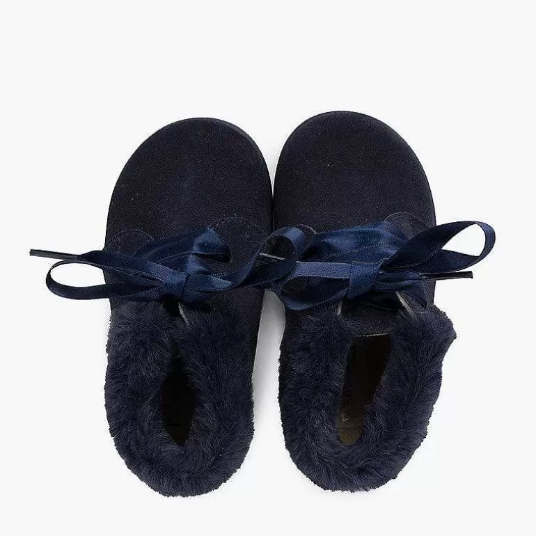 New Pisamonas Botitas Niña Serraje Cuello Pelo Cordones Raso
