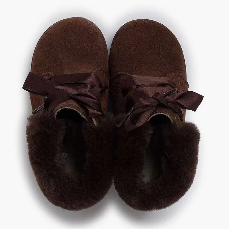 New Pisamonas Botitas Niña Serraje Cuello Pelo Cordones Raso