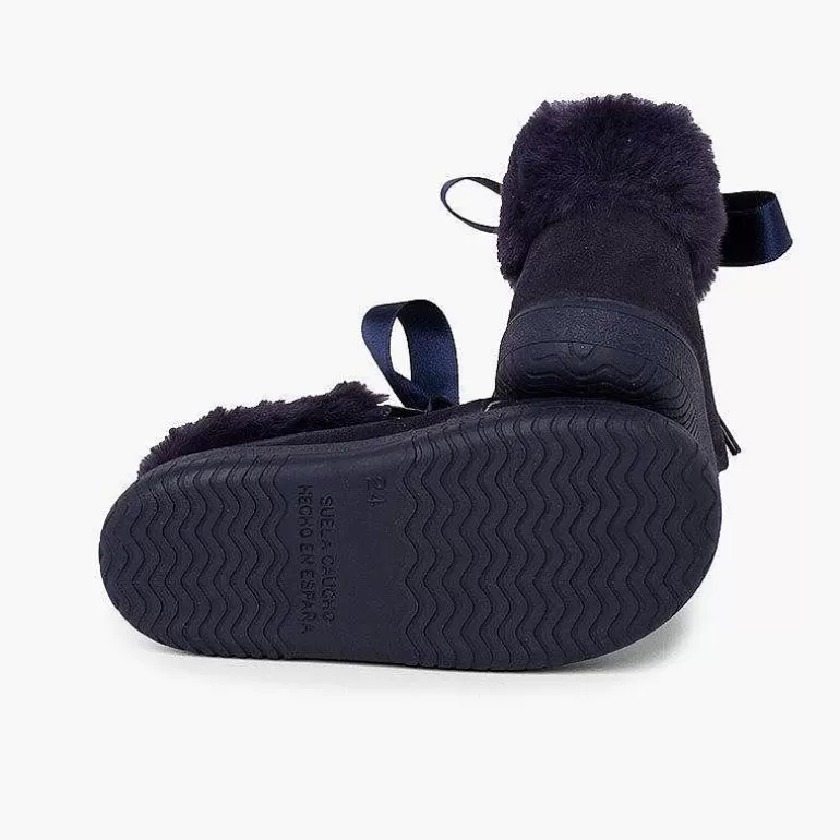 New Pisamonas Botitas Niña Serraje Cuello Pelo Cordones Raso
