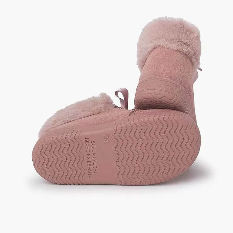 New Pisamonas Botitas Niña Serraje Cuello Pelo Cordones Raso