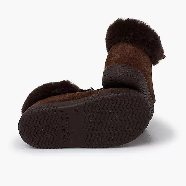New Pisamonas Botitas Niña Serraje Cuello Pelo Cordones Raso