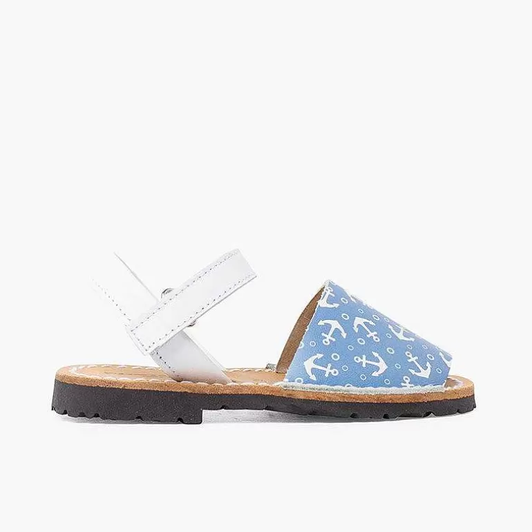 Online Pisamonas Menorquinas Bicolor Anclas Niños Tira Adherente Color Blanco Y Azul Jeans