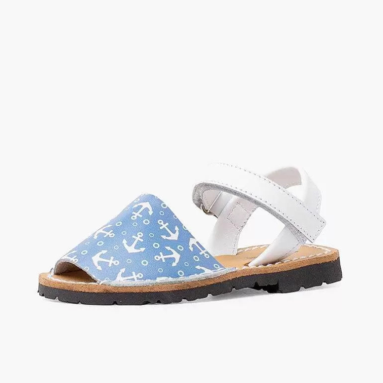 Online Pisamonas Menorquinas Bicolor Anclas Niños Tira Adherente Color Blanco Y Azul Jeans