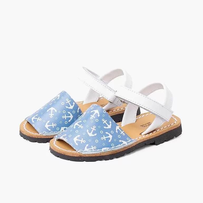 Online Pisamonas Menorquinas Bicolor Anclas Niños Tira Adherente Color Blanco Y Azul Jeans