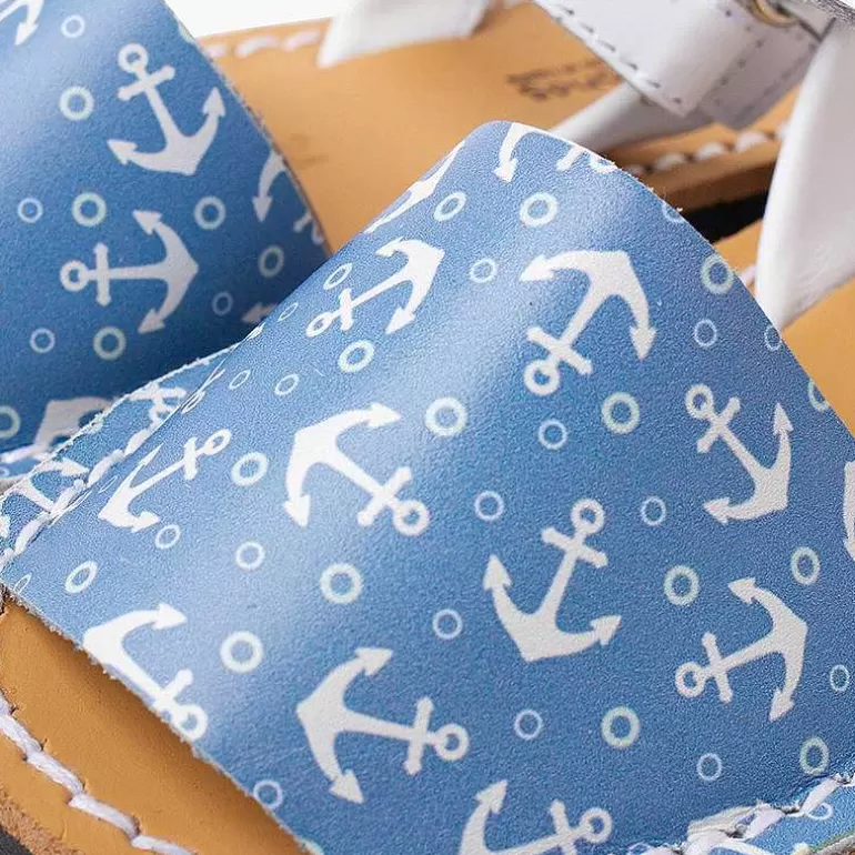 Online Pisamonas Menorquinas Bicolor Anclas Niños Tira Adherente Color Blanco Y Azul Jeans
