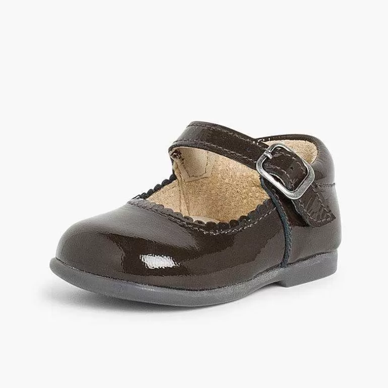 New Pisamonas Merceditas Niña Charol Hebilla Color Marron