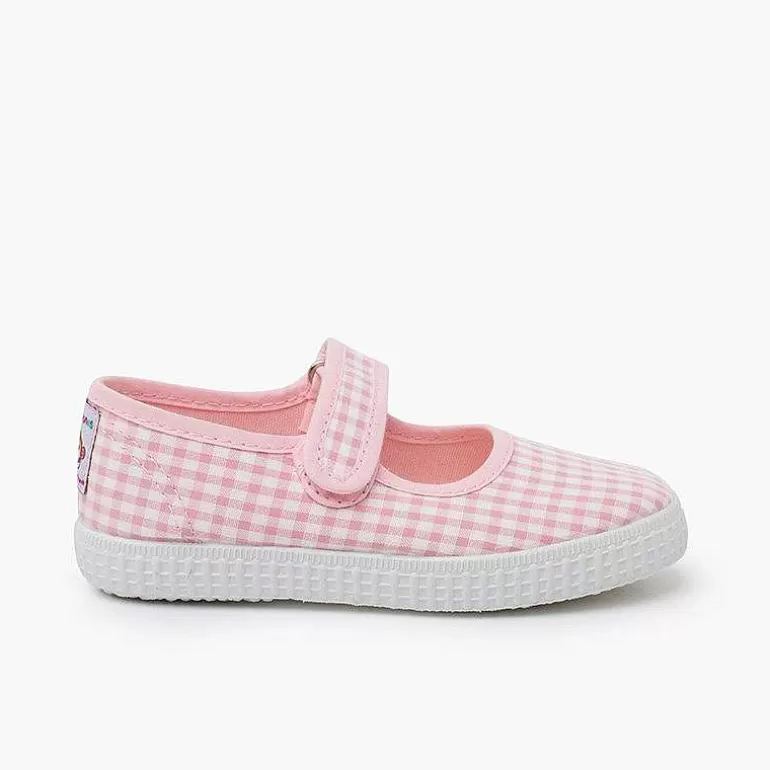 Online Pisamonas Merceditas Zapatilla Vichy Tira Adherente Color Rosa