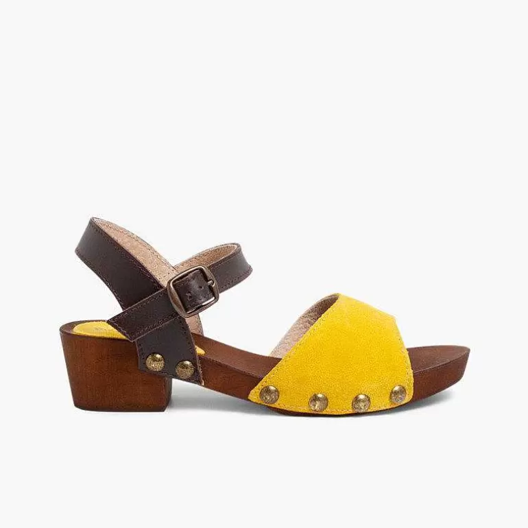 Outlet Pisamonas Sandalia Niña Y Mujer Serraje Suela Tipo Madera
