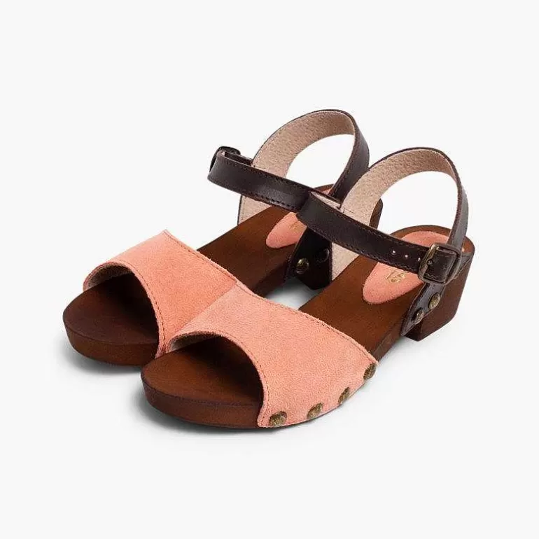 Outlet Pisamonas Sandalia Niña Y Mujer Serraje Suela Tipo Madera