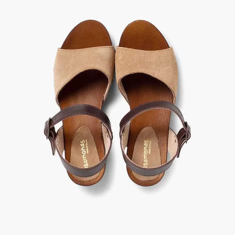 Outlet Pisamonas Sandalia Niña Y Mujer Serraje Suela Tipo Madera