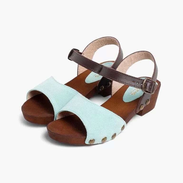 Outlet Pisamonas Sandalia Niña Y Mujer Serraje Suela Tipo Madera