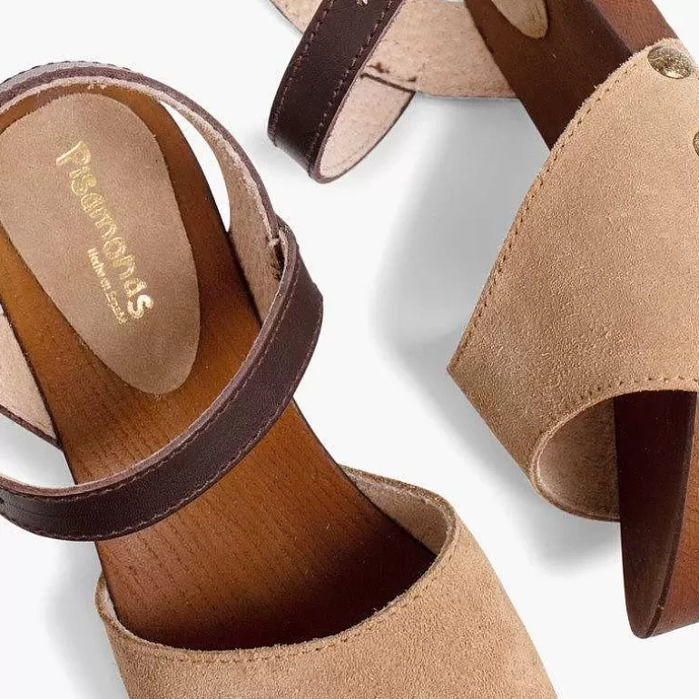Outlet Pisamonas Sandalia Niña Y Mujer Serraje Suela Tipo Madera