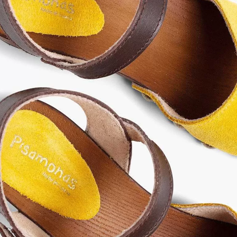Outlet Pisamonas Sandalia Niña Y Mujer Serraje Suela Tipo Madera