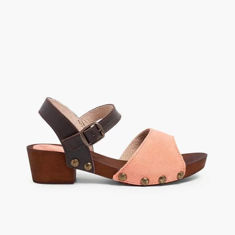 Outlet Pisamonas Sandalia Niña Y Mujer Serraje Suela Tipo Madera