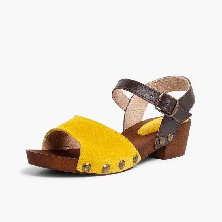 Outlet Pisamonas Sandalia Niña Y Mujer Serraje Suela Tipo Madera