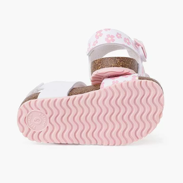 Discount Pisamonas Sandalias Niña Con Flores, Doble Hebilla Y Suela Bio Color Blanco