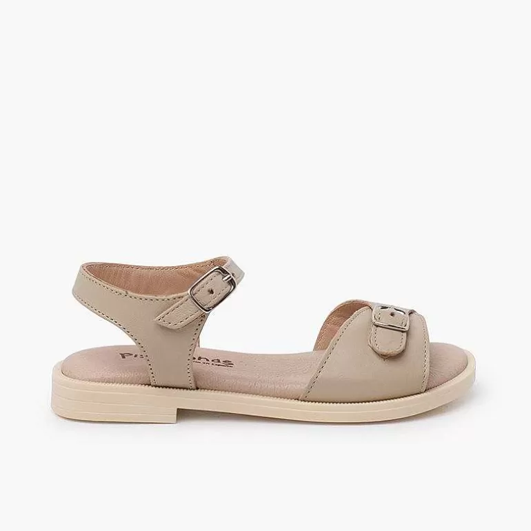 Fashion Pisamonas Sandalias Niña En Piel. Pala Hebilla