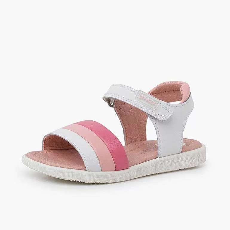 Shop Pisamonas Sandalias Niña Piel Bandas Tricolor Color Rosa