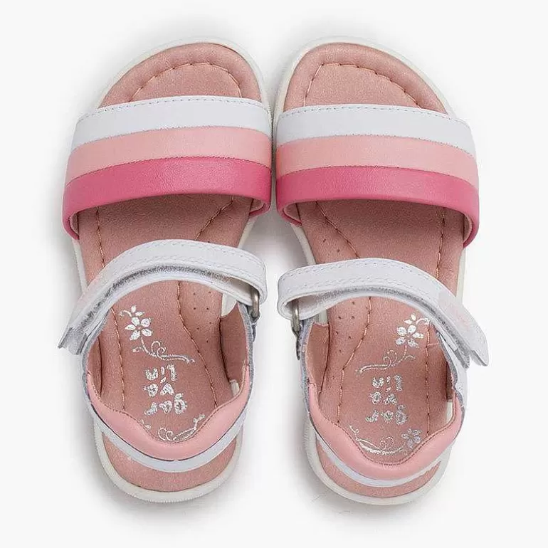 Shop Pisamonas Sandalias Niña Piel Bandas Tricolor Color Rosa