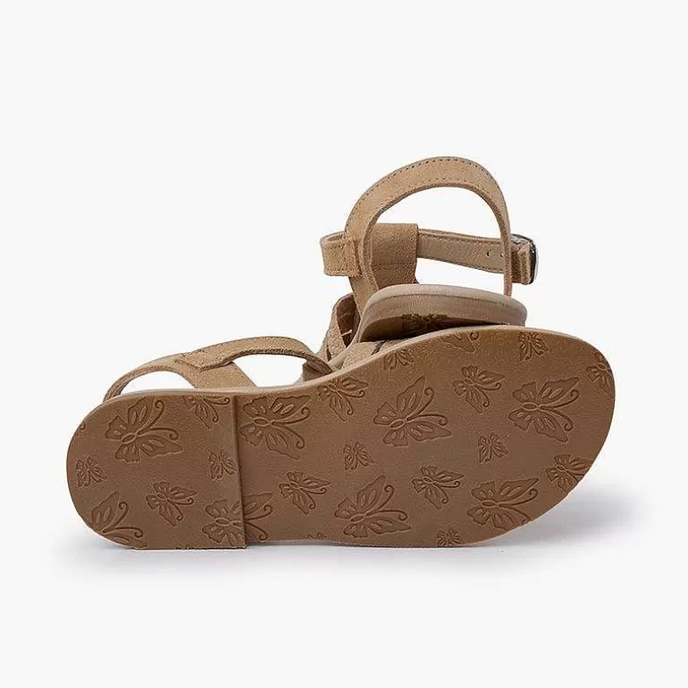 Cheap Pisamonas Sandalias Niña Tipo Gladiador Piel Grabada Color Arena