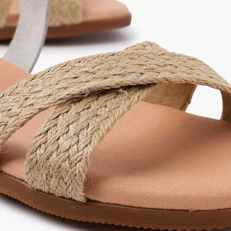 Fashion Pisamonas Sandalias Niña Y Mujer. Tira De Yute Cruzada En La Pala