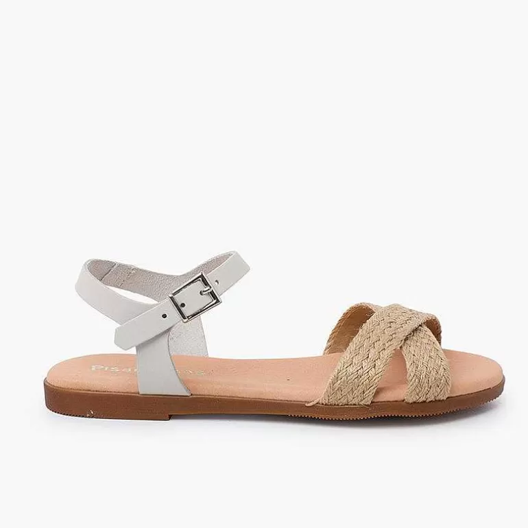 Fashion Pisamonas Sandalias Niña Y Mujer. Tira De Yute Cruzada En La Pala
