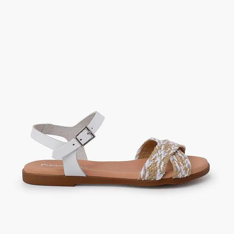 Fashion Pisamonas Sandalias Niña Y Mujer. Tira De Yute Cruzada En La Pala