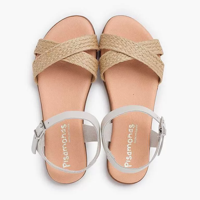Fashion Pisamonas Sandalias Niña Y Mujer. Tira De Yute Cruzada En La Pala