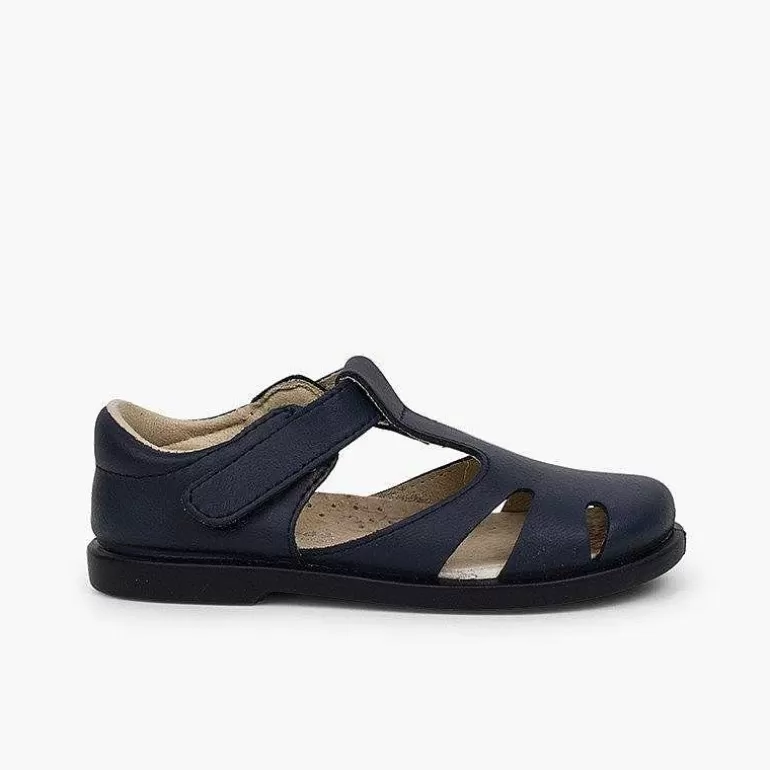 New Pisamonas Sandalias Niño Piel Tira Adherente Tipo Pepitos