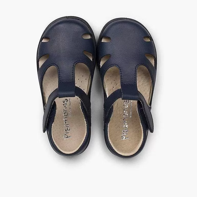 New Pisamonas Sandalias Niño Piel Tira Adherente Tipo Pepitos