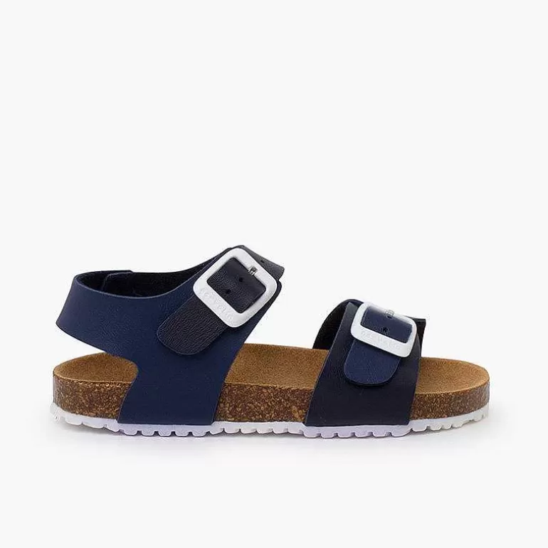 Best Sale Pisamonas Sandalias Unisex Bio Hebillas Piso Blanco Color Azul Marino