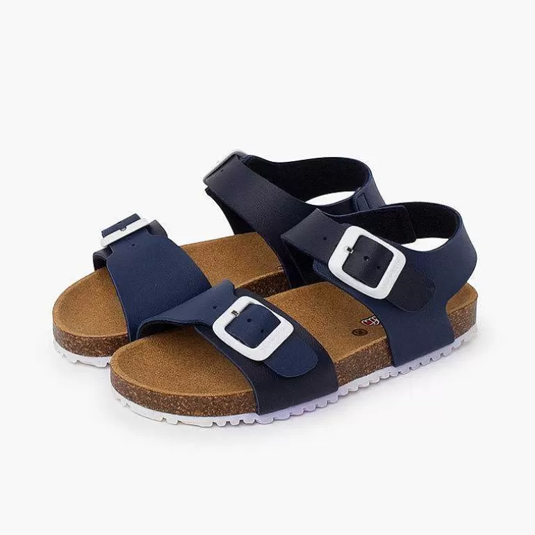 Best Sale Pisamonas Sandalias Unisex Bio Hebillas Piso Blanco Color Azul Marino