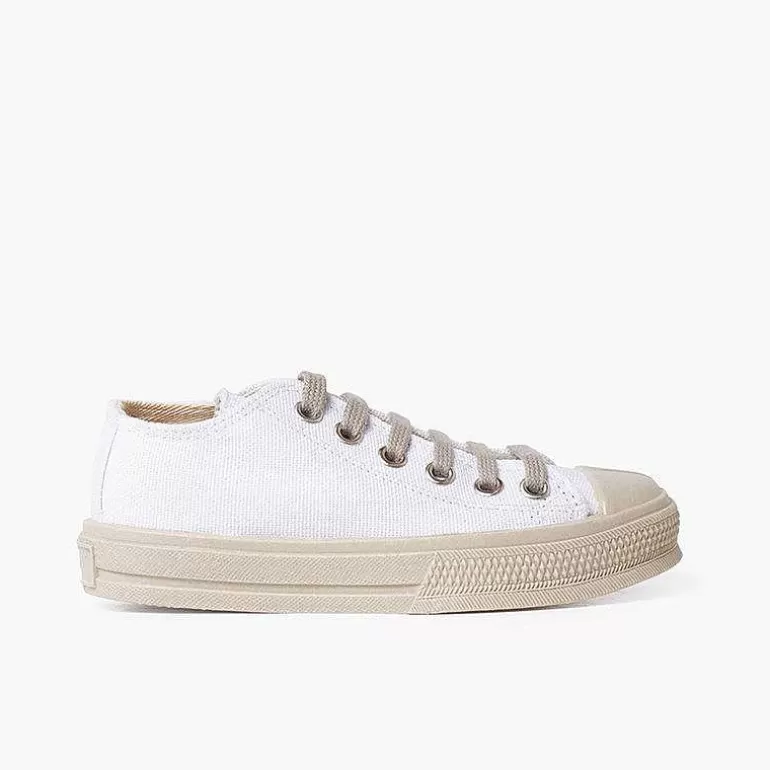 Shop Pisamonas Zapatillas Blancas Puntera Y Cordones Color Color Blanco Y Arena
