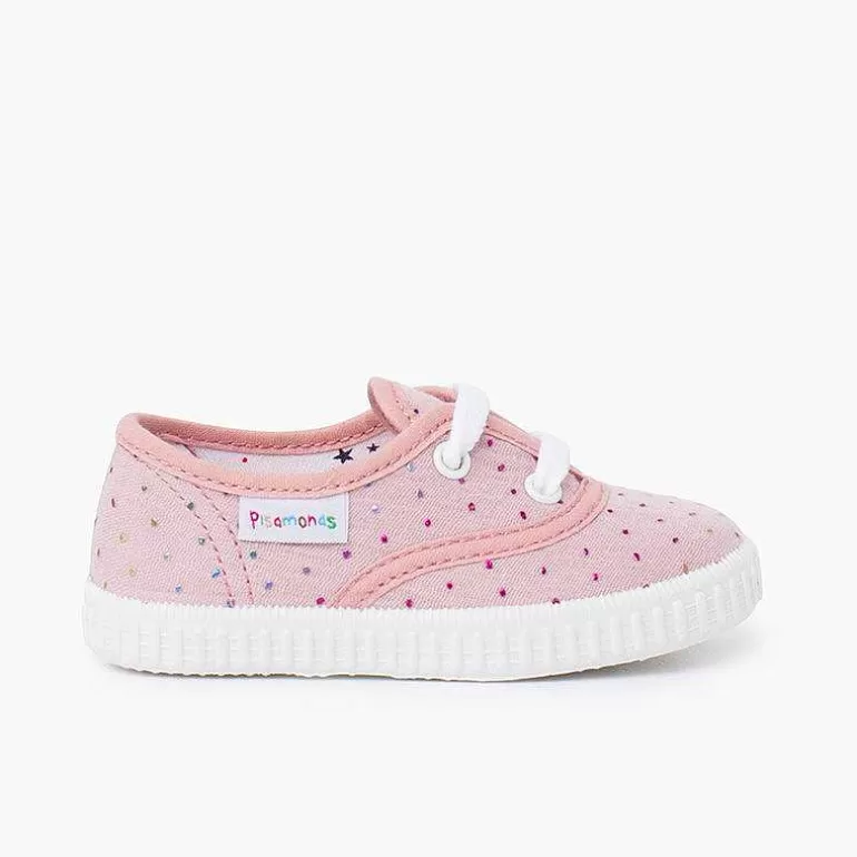 New Pisamonas Zapatillas Cordones Puntitos Metalizados Colores Color Rosa Viejo