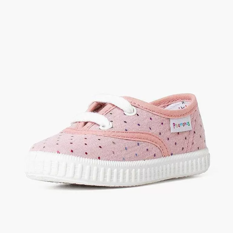 New Pisamonas Zapatillas Cordones Puntitos Metalizados Colores Color Rosa Viejo
