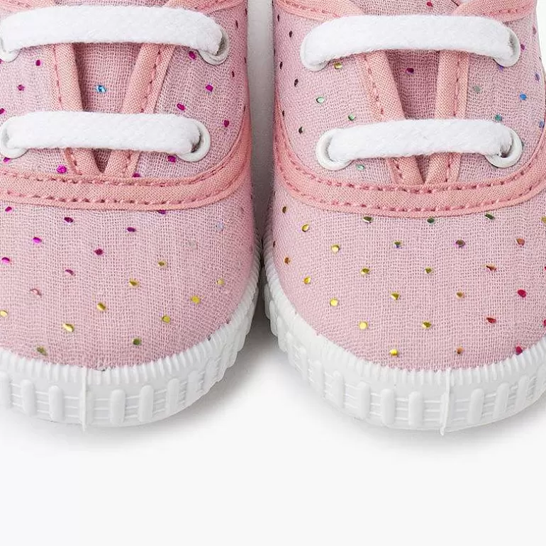 New Pisamonas Zapatillas Cordones Puntitos Metalizados Colores Color Rosa Viejo