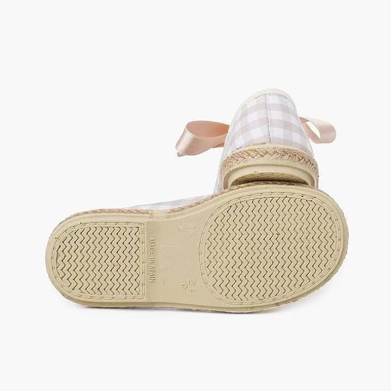 Store Pisamonas Zapatillas Cuadros Vichy Y Yute Cordones Raso