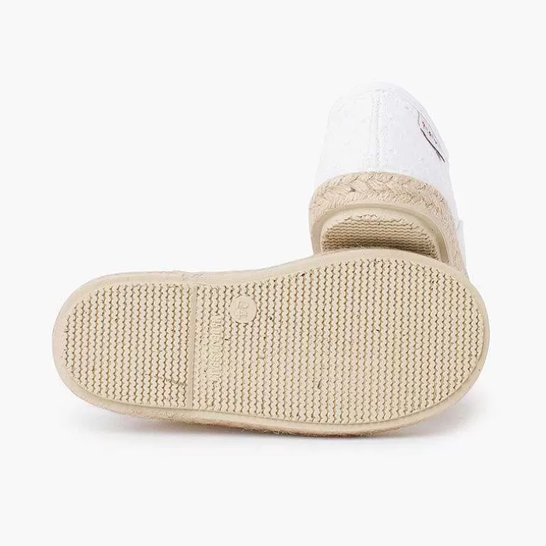Fashion Pisamonas Zapatillas Tipo Alpargatas Tela Bordado Suizo Color Blanco